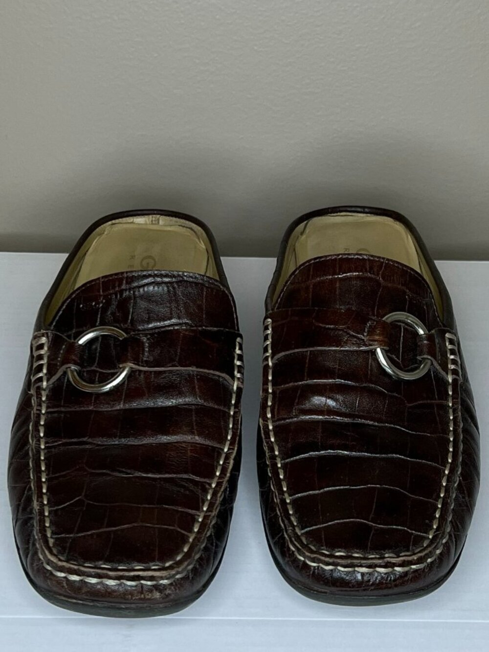 Geox Respira Driving Loafers Women's EU 38 US 8 Brown Croc Embossed Leather Mule